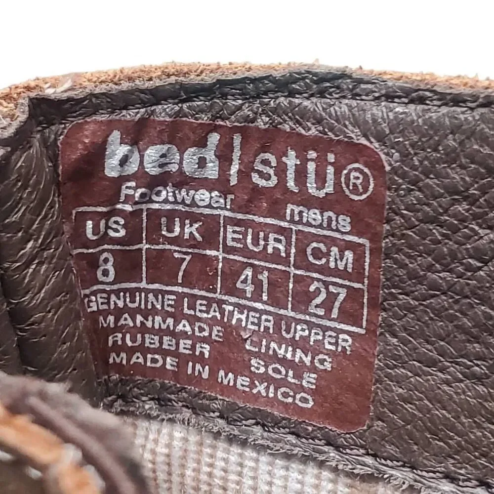 Bed Stu Wren Boots M 8, W 9.5 Tan 10 Year Wash Leather Buckle Moto Ankle